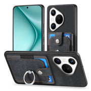 For Huawei Pura 70 Pro Retro Skin-feel Ring Card Wallet Phone Case(Black)