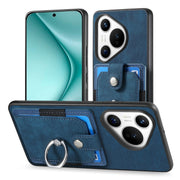 For Huawei Pura 70 Pro Retro Skin-feel Ring Card Wallet Phone Case(Blue)