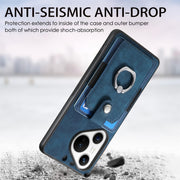 For Huawei Pura 70 Pro Retro Skin-feel Ring Card Wallet Phone Case(Blue)