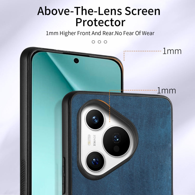 For Huawei Pura 70 Pro Retro Skin-feel Ring Card Wallet Phone Case(Blue)
