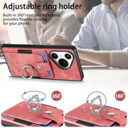 For Huawei Pura 70 Pro+ Retro Skin-feel Ring Card Wallet Phone Case(Pink)