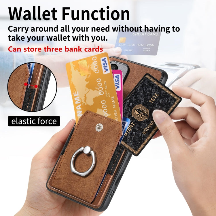 For Huawei Pura 70 Ultra Retro Skin-feel Ring Card Wallet Phone Case(Brown)