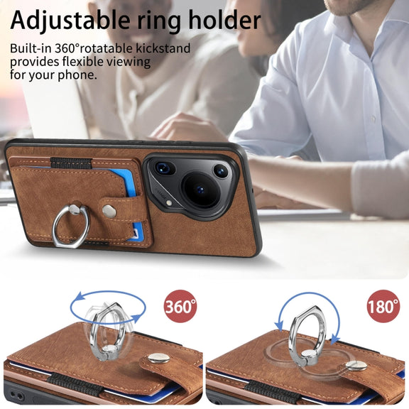 For Huawei Pura 70 Ultra Retro Skin-feel Ring Card Wallet Phone Case(Brown)