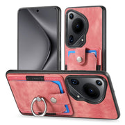 For Huawei Pura 70 Ultra Retro Skin-feel Ring Card Wallet Phone Case(Pink)