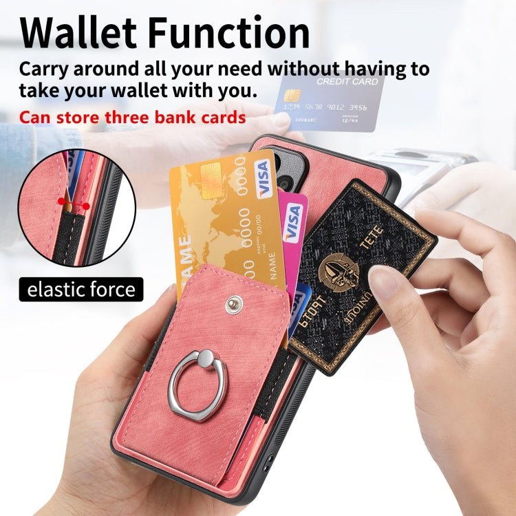 For Huawei Pura 70 Ultra Retro Skin-feel Ring Card Wallet Phone Case(Pink)