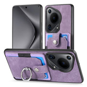 For Huawei Pura 70 Ultra Retro Skin-feel Ring Card Wallet Phone Case(Purple)