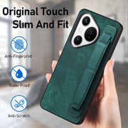 For Huawei Pura 70 Pro Retro Wristband Holder Leather Back Phone Case(Green)