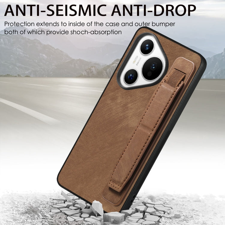 For Huawei Pura 70 Pro+ Retro Wristband Holder Leather Back Phone Case(Brown) - Huawei Cases by PMC Jewellery | Online Shopping South Africa | PMC Jewellery | Buy Now Pay Later Mobicred