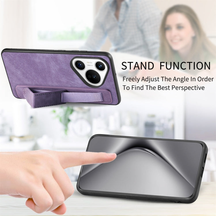 For Huawei Pura 70 Pro+ Retro Wristband Holder Leather Back Phone Case(Purple) - free shipping - PMC Jewellery - Order now!