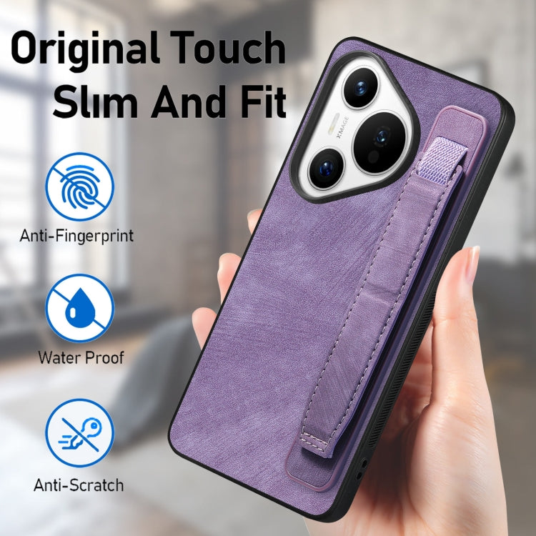 For Huawei Pura 70 Pro+ Retro Wristband Holder Leather Back Phone Case(Purple) - free shipping - PMC Jewellery - Order now!
