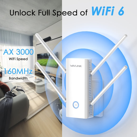 Wavlink WN583AX3 AX3000 Dual Band WiFi Repeater/AP/Router/Mesh Mode WiFi Extender, Plug:EU Plug