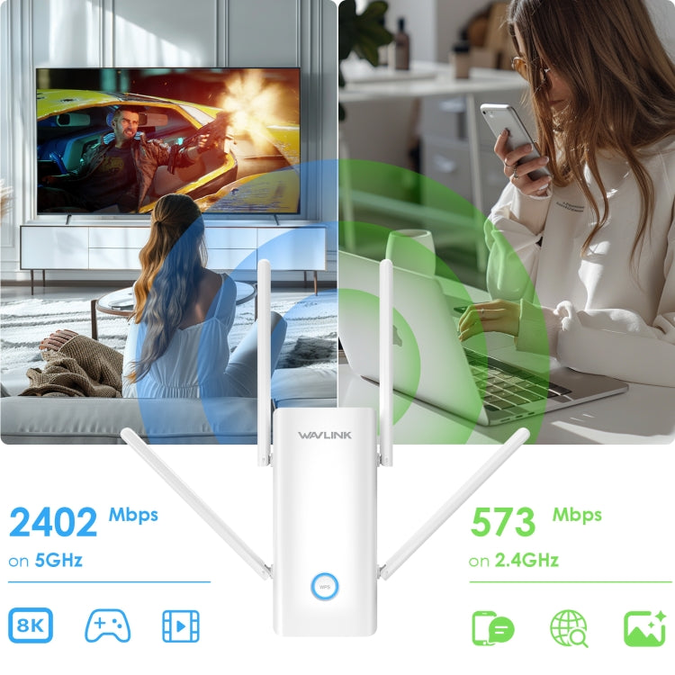 Wavlink WN583AX3 AX3000 Dual Band WiFi Repeater/AP/Router/Mesh Mode WiFi Extender, Plug:AU Plug