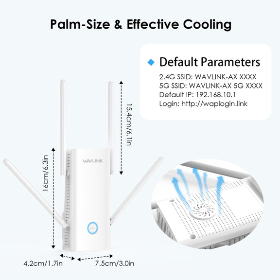 Wavlink WN583AX3 AX3000 Dual Band WiFi Repeater/AP/Router/Mesh Mode WiFi Extender, Plug:AU Plug