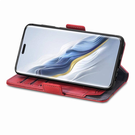 For Honor Magic6 Pro CaseNeo Splicing Dual Magnetic Buckle Leather Phone Case(Red)