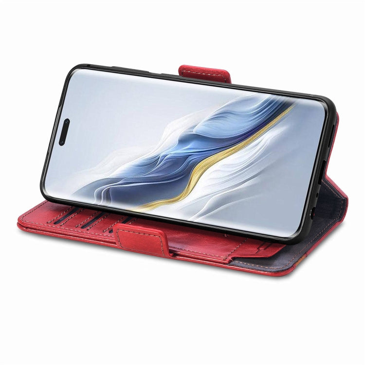For Honor Magic6 Pro CaseNeo Splicing Dual Magnetic Buckle Leather Phone Case(Red)