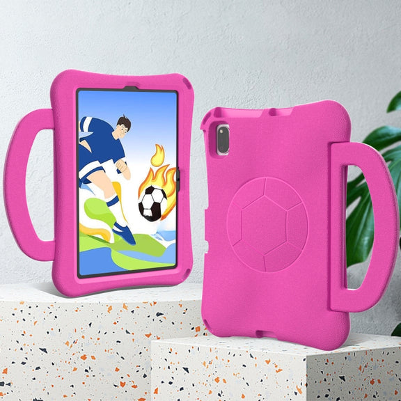 For Lenovo Tab K10 TB-X6C6F 10.3 Handle Football Shaped EVA Shockproof Tablet Case(RoseRed)