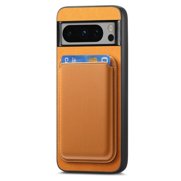 For Google Pixel 9 Retro Magsafe Card Bag PU Back Cover Phone Case(Yellow) - Google Cases by PMC TechLife | Online Shopping South Africa | PMC TechLife | Buy Now Pay Later Mobicred