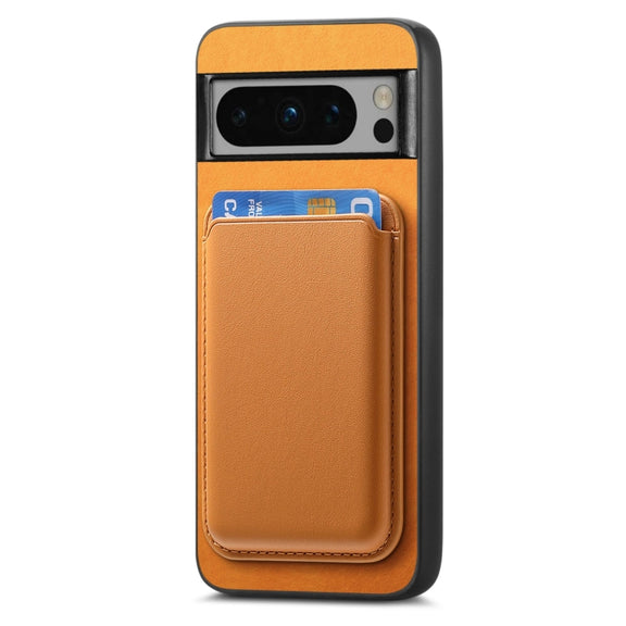 For Google Pixel 9 Retro Magsafe Card Bag PU Back Cover Phone Case(Yellow)