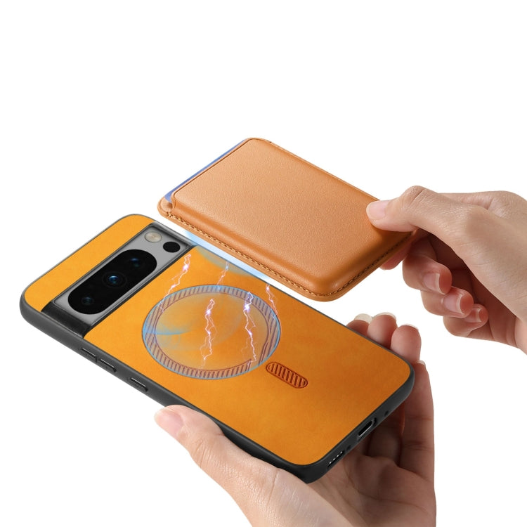 For Google Pixel 9 Retro Magsafe Card Bag PU Back Cover Phone Case(Yellow) - Google Cases by PMC TechLife | Online Shopping South Africa | PMC TechLife | Buy Now Pay Later Mobicred