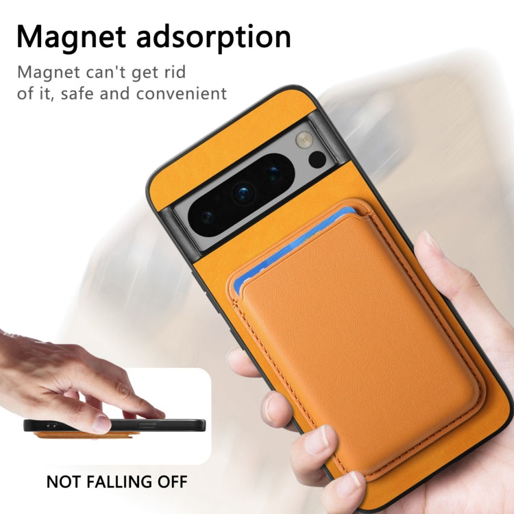 For Google Pixel 9 Retro Magsafe Card Bag PU Back Cover Phone Case(Yellow) - Google Cases by PMC TechLife | Online Shopping South Africa | PMC TechLife | Buy Now Pay Later Mobicred