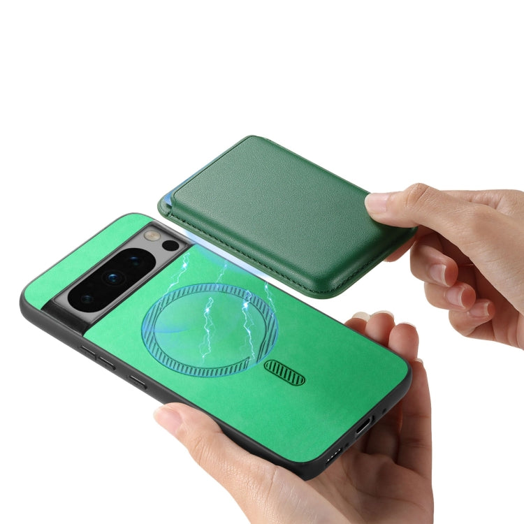 For Google Pixel 9 Retro Magsafe Card Bag PU Back Cover Phone Case(Green)