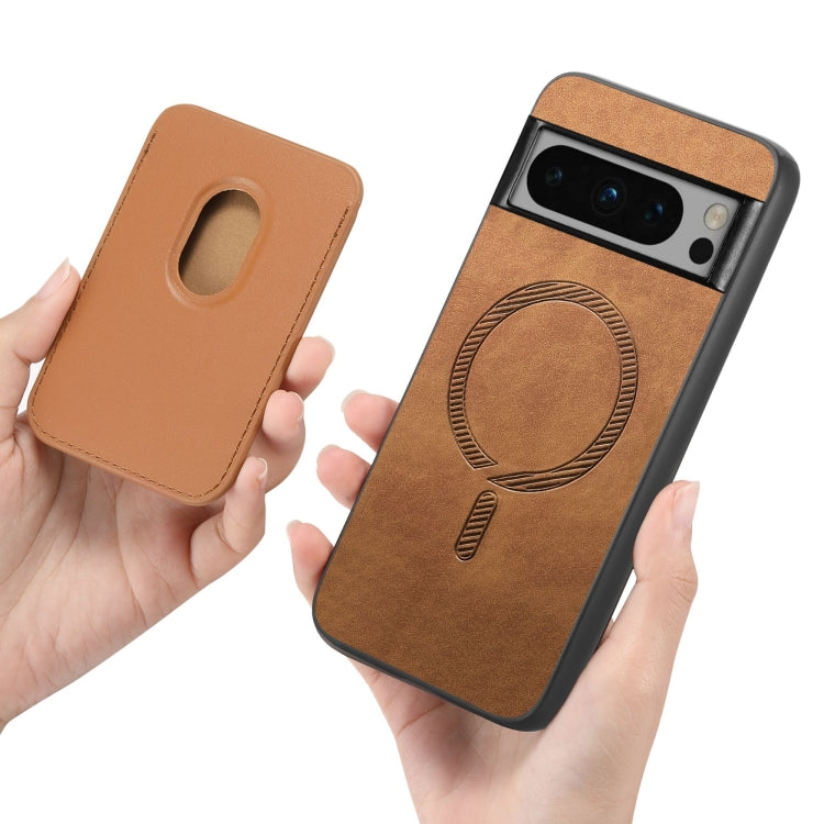 For Google Pixel 9 Retro Magsafe Card Bag PU Back Cover Phone Case(Brown) - Google Cases by PMC TechLife | Online Shopping South Africa | PMC TechLife | Buy Now Pay Later Mobicred