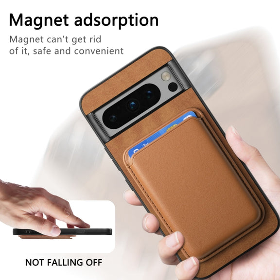 For Google Pixel 9 Retro Magsafe Card Bag PU Back Cover Phone Case(Brown)
