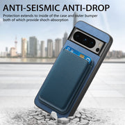 For Google Pixel 9 Pro Retro Magsafe Card Bag PU Back Cover Phone Case(Blue)