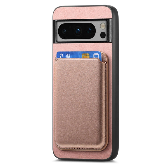 For Google Pixel 9 Pro Retro Magsafe Card Bag PU Back Cover Phone Case(Pink)