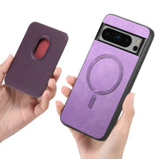 For Google Pixel 9 Pro Retro Magsafe Card Bag PU Back Cover Phone Case(Purple)