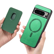 For Google Pixel 9 Pro Retro Magsafe Card Bag PU Back Cover Phone Case(Green)