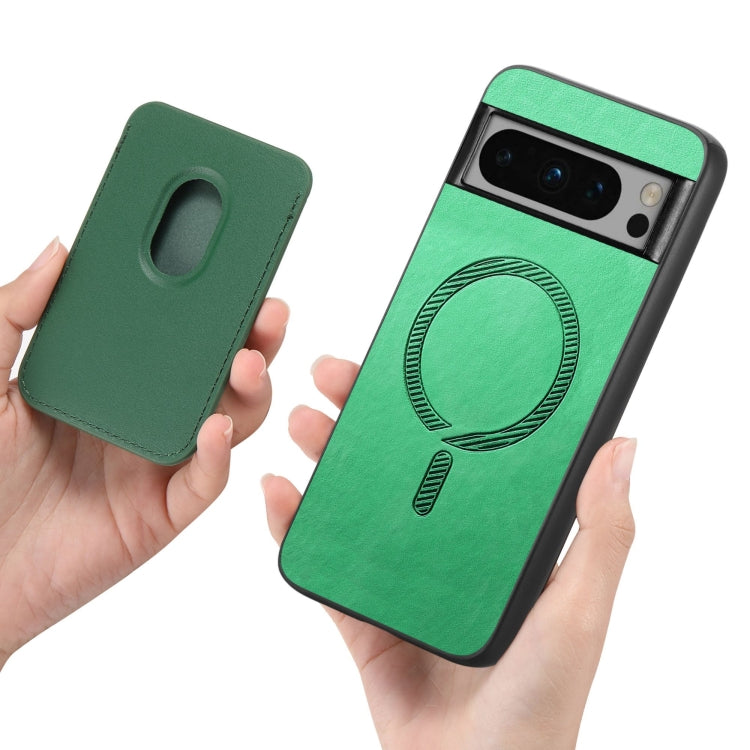 For Google Pixel 9 Pro Retro Magsafe Card Bag PU Back Cover Phone Case(Green)