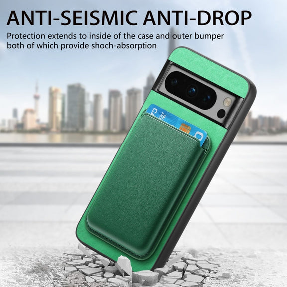 For Google Pixel 9 Pro Retro Magsafe Card Bag PU Back Cover Phone Case(Green)
