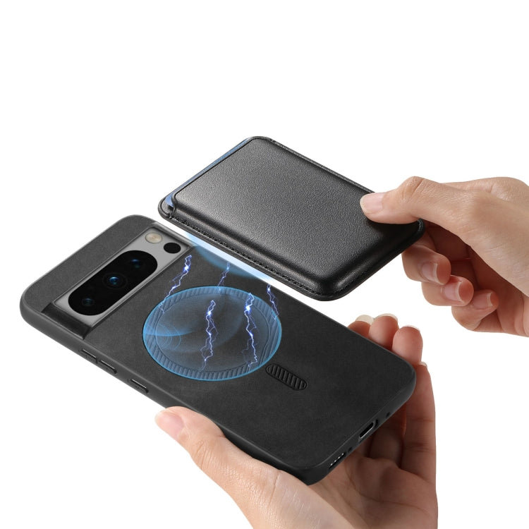 For Google Pixel 9 Pro Retro Magsafe Card Bag PU Back Cover Phone Case(Black)