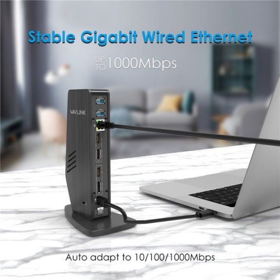 WAVLINK UG69PD5 USB-C HD 60Hz Monitor Adapter Dual 4K Display Docking Station, Plug:EU Plug