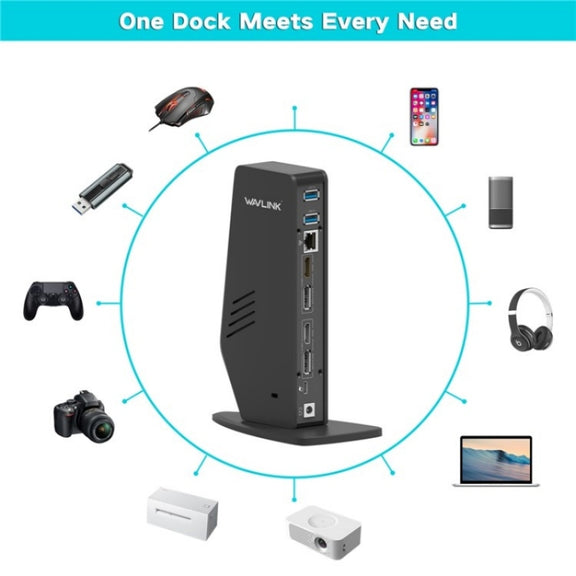 WAVLINK WL-UG69DK5 Laptop Dual 5K / 4K 60Hz Monitor Adapter USB 3.0 Docking Station, Plug:AU Plug