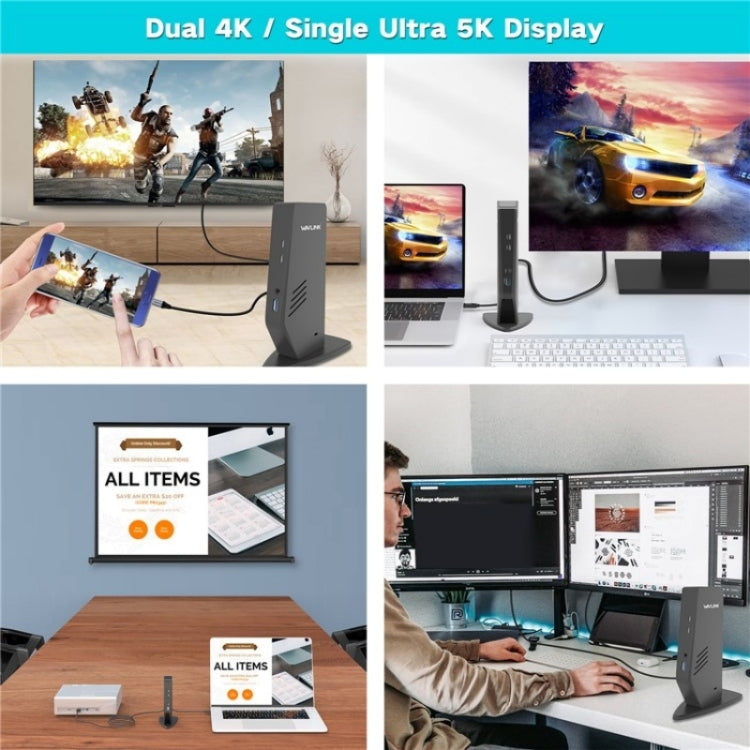 WAVLINK WL-UG69DK5 Laptop Dual 5K / 4K 60Hz Monitor Adapter USB 3.0 Docking Station, Plug:AU Plug - free shipping - PMC TechLife - Order now!
