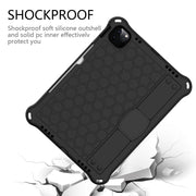 For iPad Air 11 2025 / 2024 Honeycomb EVA Hybrid PC Tablet Case with Strap(Black+Black)