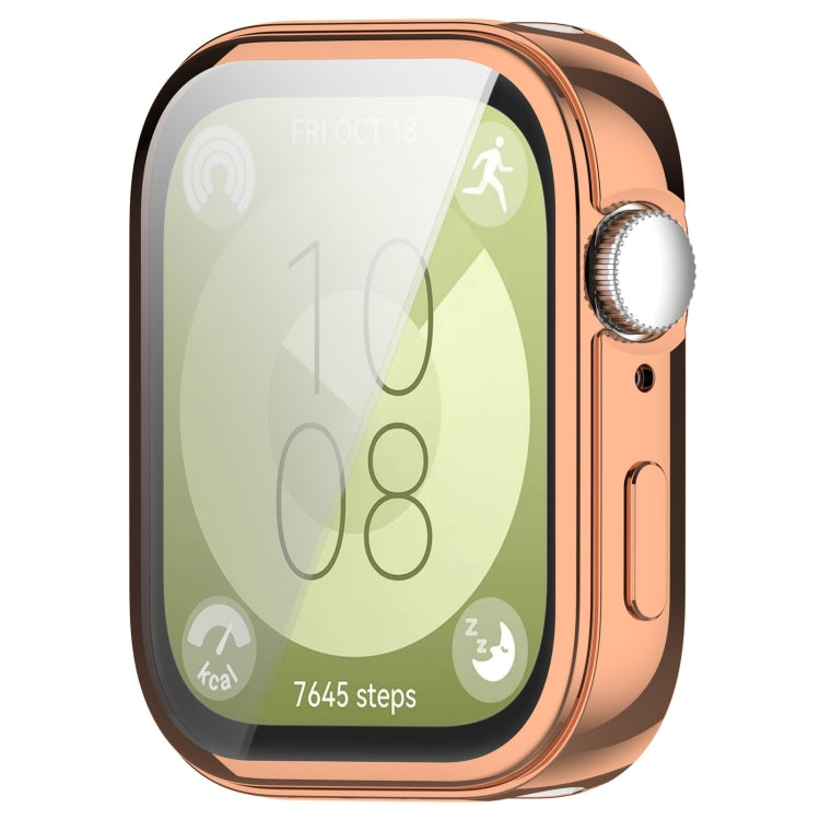 For Huawei Watch Fit 3 Full Coverage TPU Electroplated Watch Protective Case(Rose Gold) - Watch Cases by PMC TechLife | Online Shopping South Africa | PMC TechLife | Buy Now Pay Later Mobicred