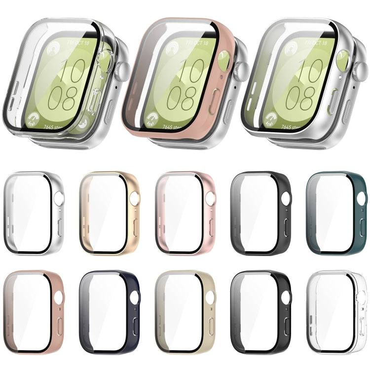 For Huawei Watch Fit 3 PC + Tempered Film Integrated Watch Protective Case(Ivory White)