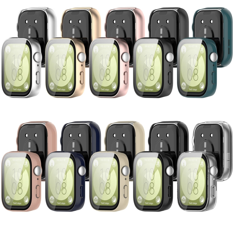 For Huawei Watch Fit 3 PC + Tempered Film Integrated Watch Protective Case(Dark Blue) - Watch Cases by PMC TechLife | Online Shopping South Africa | PMC TechLife | Buy Now Pay Later Mobicred