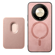 For Honor Magic6 Pro 5G Retro Magsafe Card Bag PU Back Cover Phone Case(Pink)