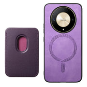 For Honor Magic6 Pro 5G Retro Magsafe Card Bag PU Back Cover Phone Case(Purple)