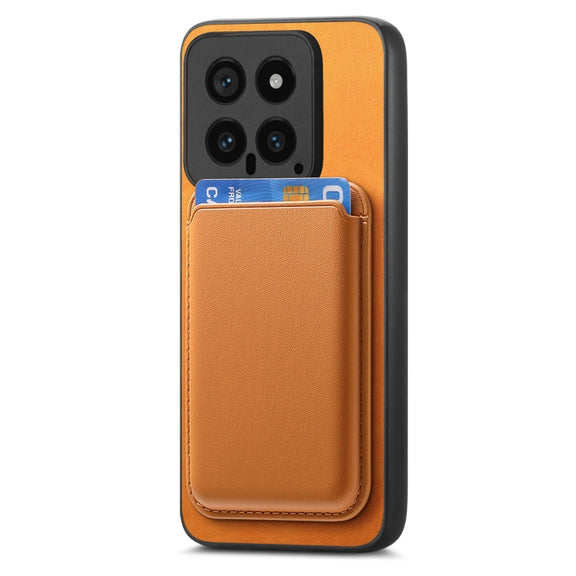 For Xiaomi Redmi K70 / K70 Pro 5G Retro Magsafe Card Bag PU Back Cover Phone Case(Yellow)