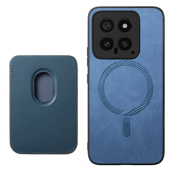 For Xiaomi Redmi K70 / K70 Pro 5G Retro Magsafe Card Bag PU Back Cover Phone Case(Blue)