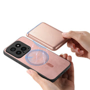 For Xiaomi Redmi K70 / K70 Pro 5G Retro Magsafe Card Bag PU Back Cover Phone Case(Pink)