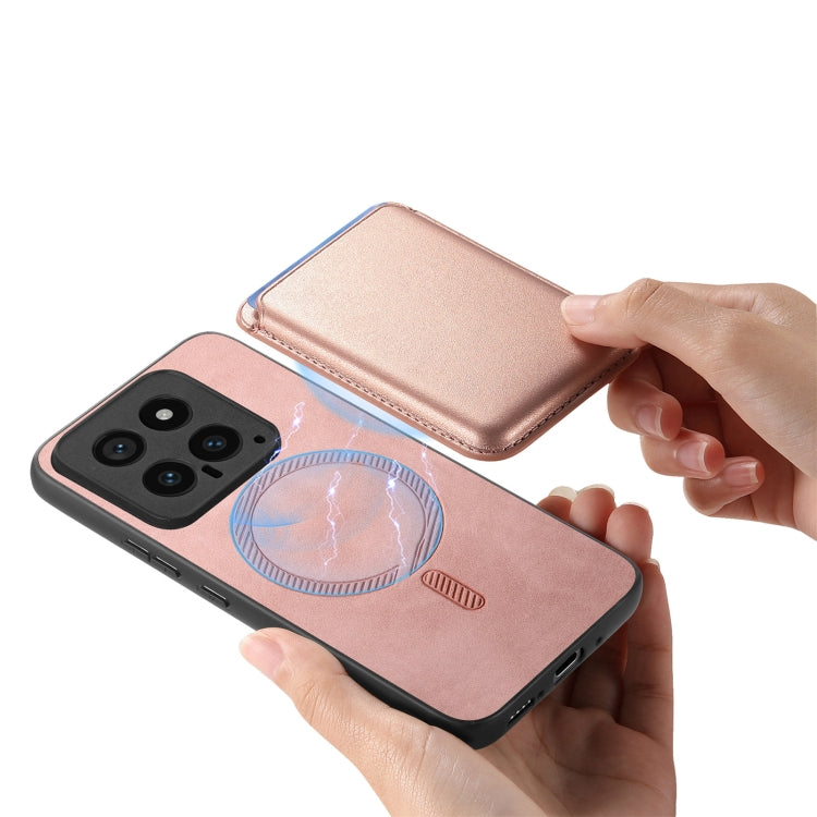 For Xiaomi Redmi K70 / K70 Pro 5G Retro Magsafe Card Bag PU Back Cover Phone Case(Pink)