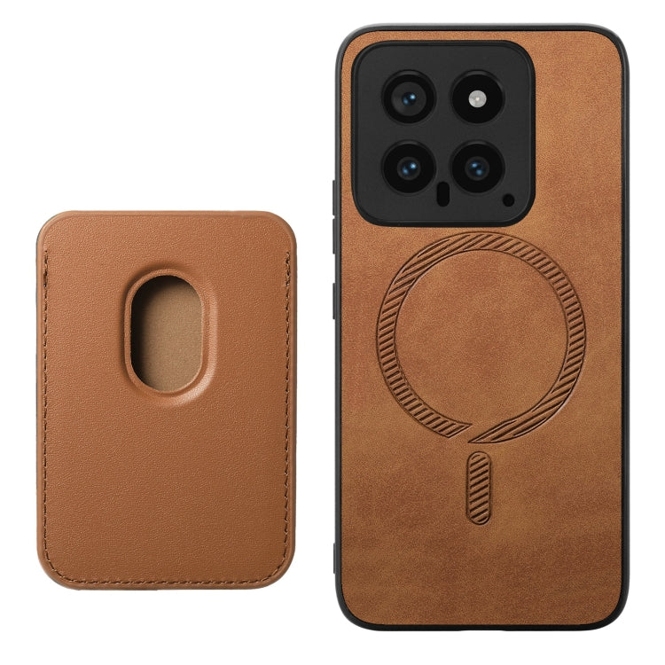 For Xiaomi Redmi K70 / K70 Pro 5G Retro Magsafe Card Bag PU Back Cover Phone Case(Brown)
