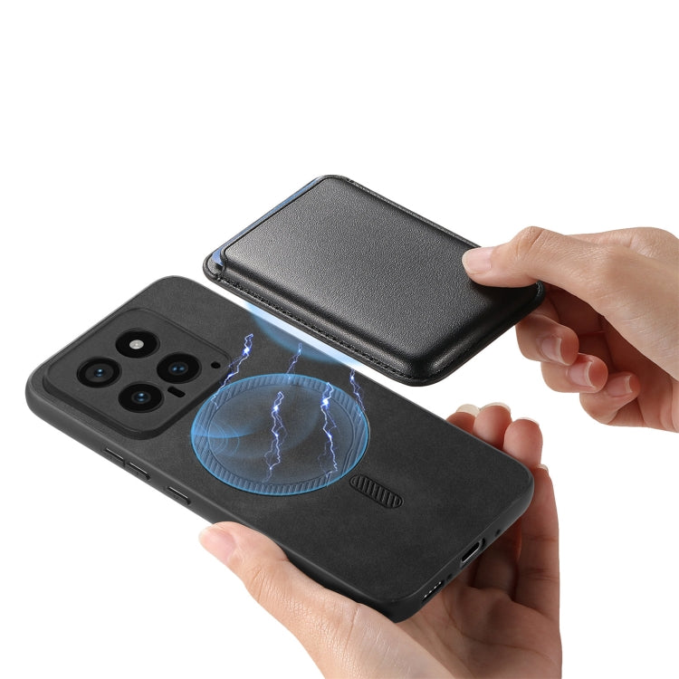 For Xiaomi Redmi K70 / K70 Pro 5G Retro Magsafe Card Bag PU Back Cover Phone Case(Black)