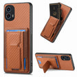 For Motorola Moto G 5G 2024 4G Carbon Fiber Fold Stand Elastic Card Bag Phone Case(Brown) - Motorola Cases by PMC Jewellery | Online Shopping South Africa | PMC Jewellery | Buy Now Pay Later Mobicred